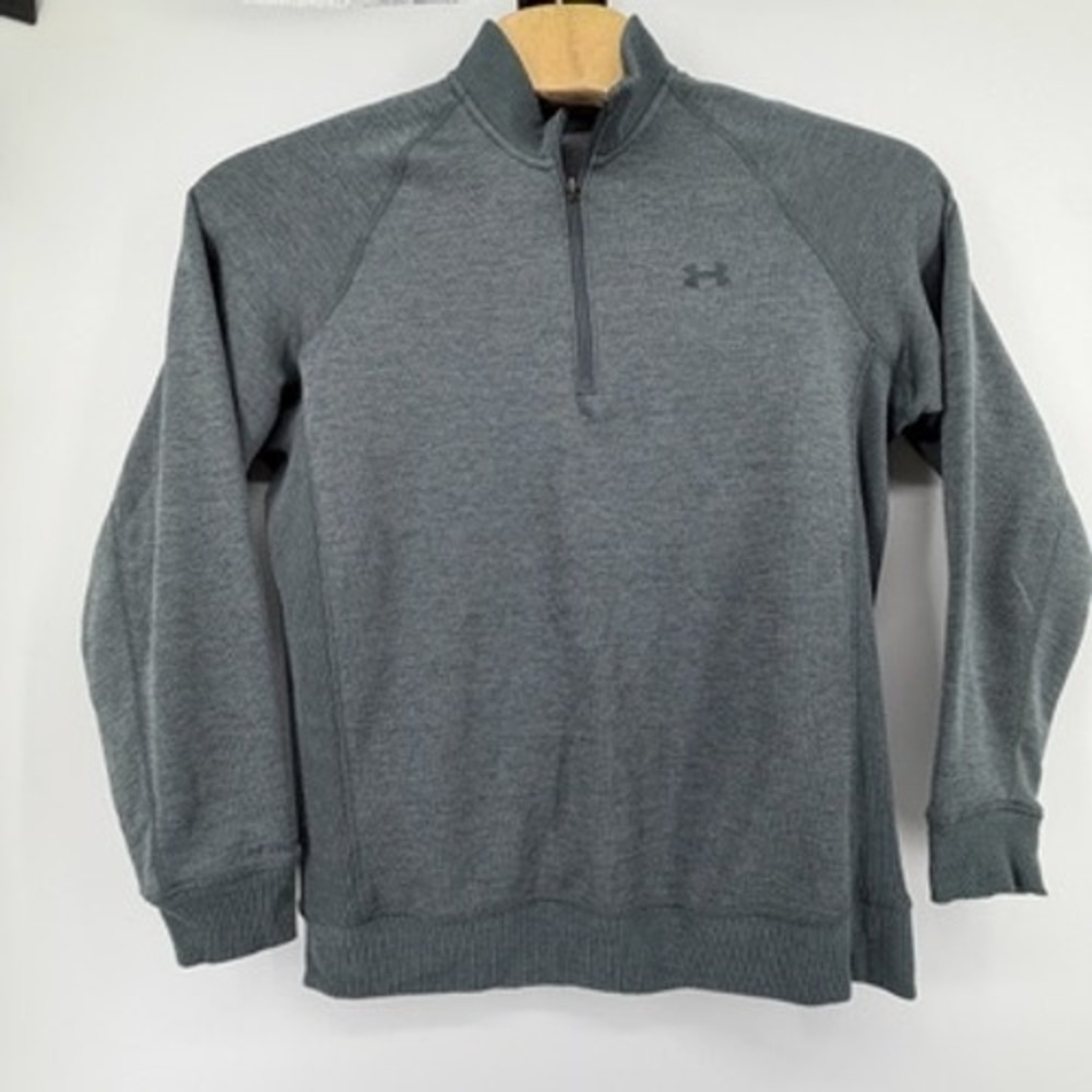 Under Armour Mens ColdGear Quarter Zip Pullover Charcoal‎ Gray Loose Fit Large - Picture 2 of 6